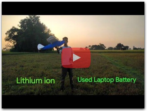 Homemade Lithium ion 2S battery pack Flight Test