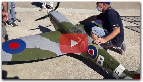 RC Airplane - Amazing flight of RC MAXI Supermarine Spitfire - this is what safety grids are for