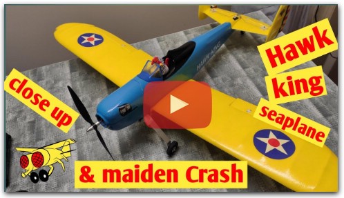 RC Plane Crash Hawk King 928mm Maiden n review PNP seaplane