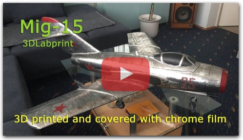Mig-15, 3D printed and covered with chrome film