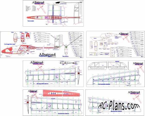 Free plans for foam rc glider Albatros 4