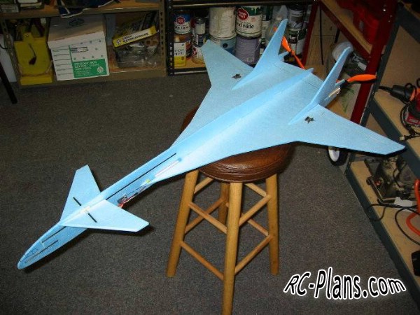 Free plans for foam scale rc airplane Boeing Sonic Cruiser Parkflyer