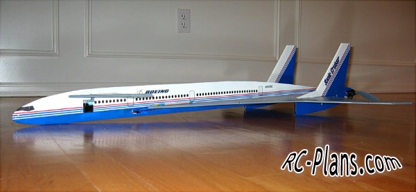 Free plans for foam scale rc airplane Boeing Sonic Cruiser Parkflyer