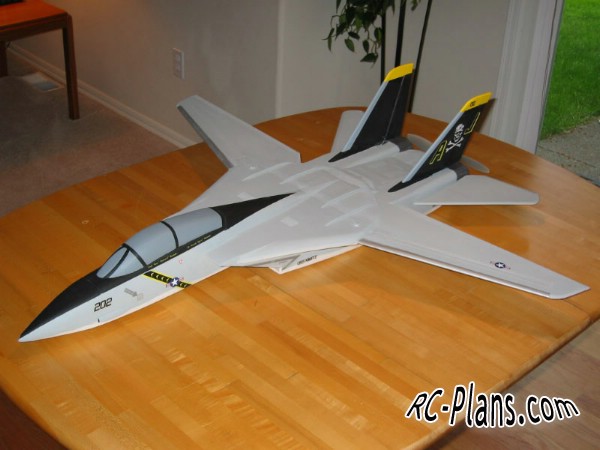 Free plans for foam scale rc airplane F-14 Tomcat Park Jet