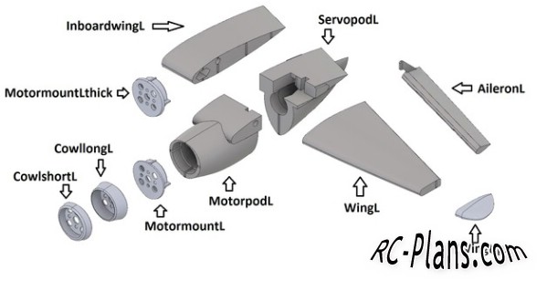 free 3D Printable plans rc airplane Mosquito