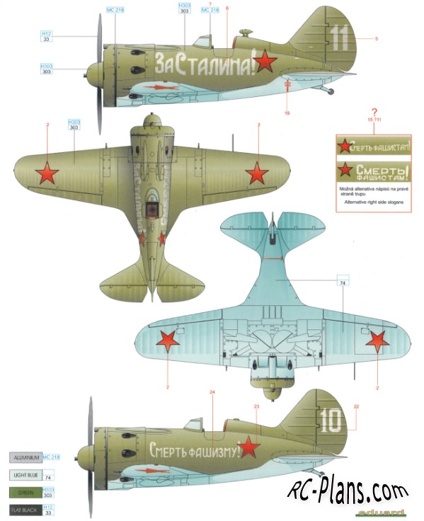 Free plans for balsa rc airplane Polikarpov I-16 Rata