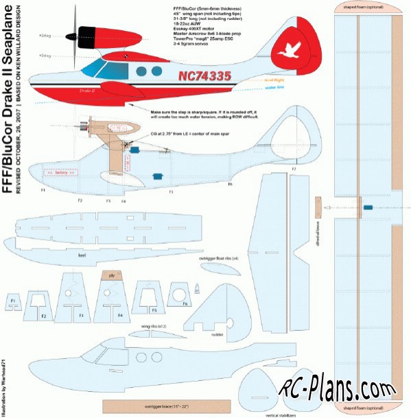 Free Plans RC airplane Drake seaplane