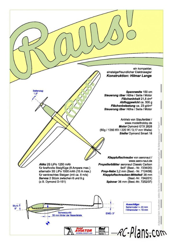 plans of rc model - glider Raus